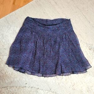 y2k Express 100% Silk Chiffon Micro Floral Mini Skirt size 4 Black Blue Purple